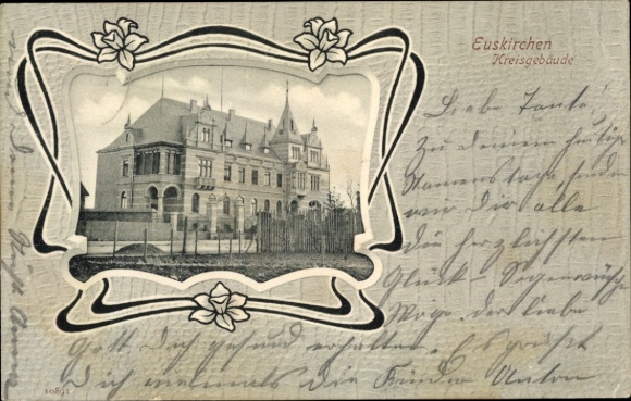 Passepartout Postcard Euskirchen North Rhine Westphalia, district building