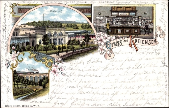Litho Kreiensen Einbeck, Bahnhof, Innenansicht, Viadukt