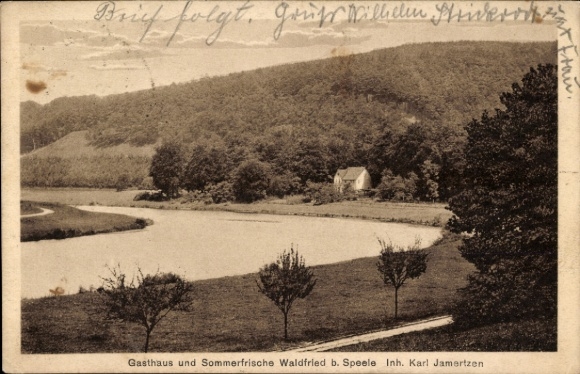 Postcard Fuldatal Hessen, Restauration Waldfried, Inn, Nature, Building