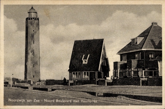 Postcard Noordwijk aan Zee South Holland, North Boulevard, lighthouse