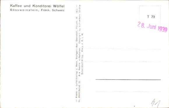 Ak Gößweinstein in Oberfranken, Fliegeraufnahme, Kaffee Wölfel