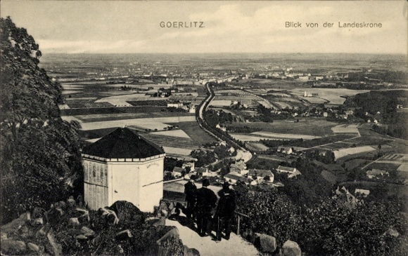 Ak Görlitz in der Lausitz, Panorama von der Landeskrone aus