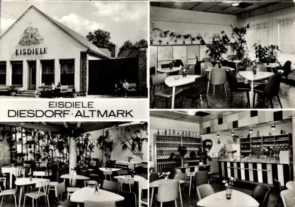 Postcard Diesdorf Altmark, ice cream parlor