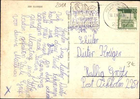 Ak Ellerbek in de wijk Pinneberg, kerk, school, winkel