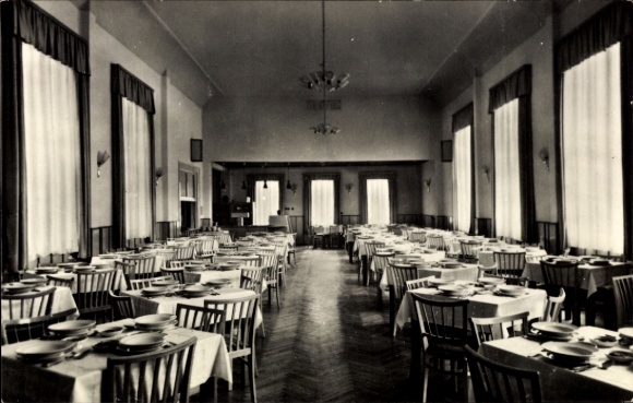 Postcard Brotterode Trusetal, FDGB recreation home Inselsberger Hof, dining room