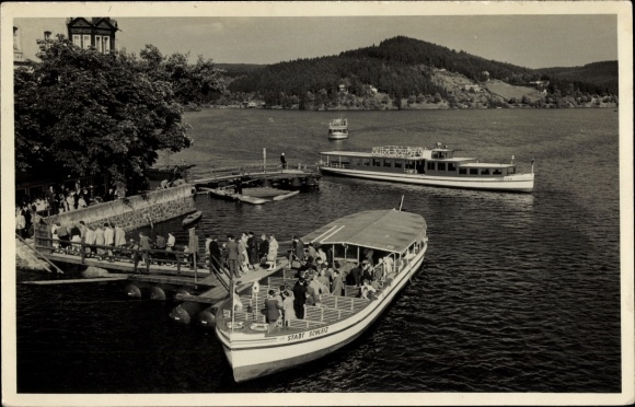 Ak Saalburg an der Saale, Dampfer Stadt Schleiz, Bootsanlegestelle am Kranich
