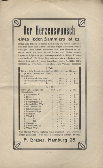 Liebig pictures newspaper advertising Dreser issue 9, volume 11, 1906