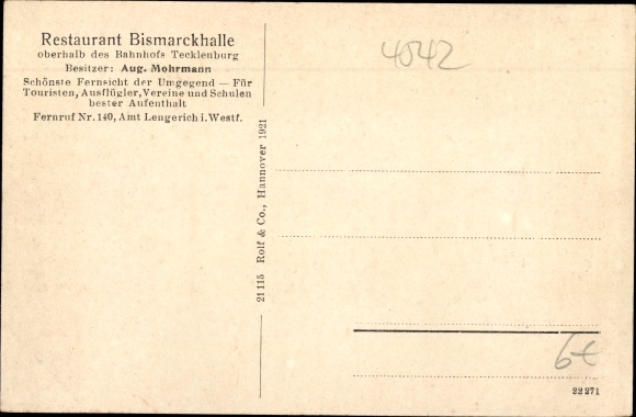 PC Tecklenburg in Westphalia, Restaurant Bismarckhalle