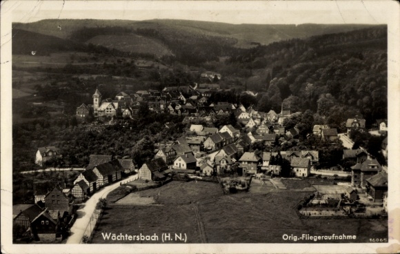Postcard Waechtersbach in Hesse, general view, aerial photo