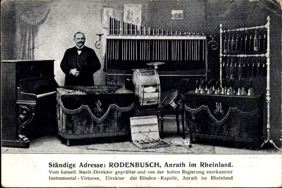 Postcard Anrath Willich am Niederrhein, Rodenbusch, Director of the Blindenkapelle, Musical Instruments
