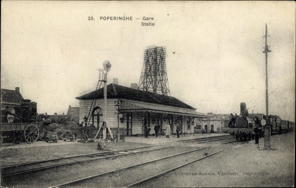 PC Poperinghe Poperinge West Flanders, train station, track side, steam locomotive