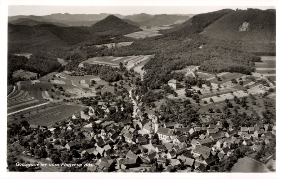 Postcard Gossersweiler in der Pfalz, aerial photograph