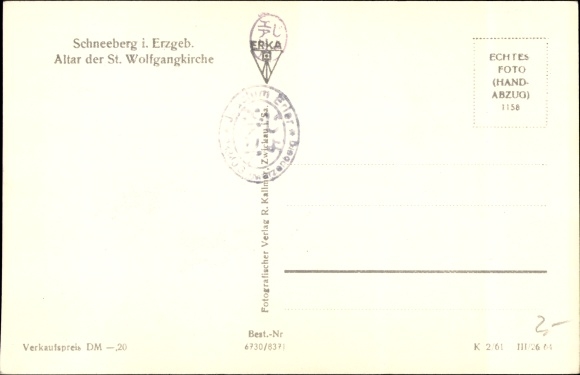 Postcard Schneeberg in the Ore Mountains, altar of St. Wolfgang&#39;s Church