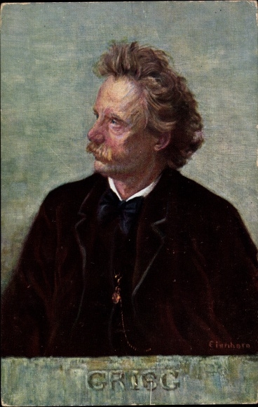 Kunstenaar Ak Eichhorn, componist en pianist Edvard Grieg, portret