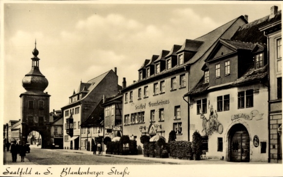Ak Saalfeld an der Saale Thüringen, Historische Gebäude, Blankenburger Straße, Stadtansicht