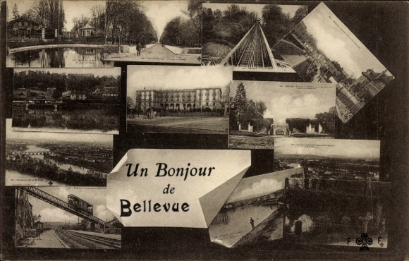 Ak Bellevue Hauts de Seine, Standseilbahn, Gesamtansicht