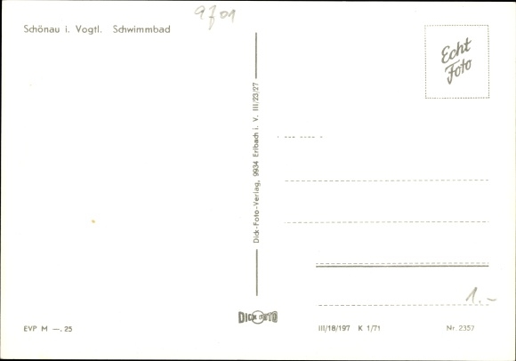 Postcard Schönau Falkenstein in the Vogtland, swimming pool, swimming pool, bathers