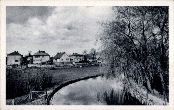 Postcard Berlin Reinickendorf Hermsdorf, partial view, Am Fließ
