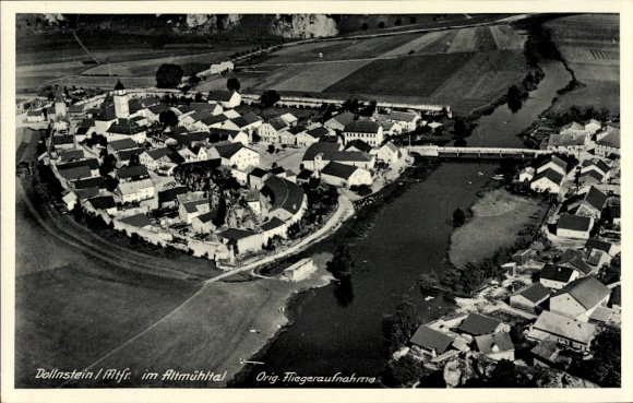 Ak Dollnstein im Altmühltal Mittelfranken Oberbayern, Luftaufnahme