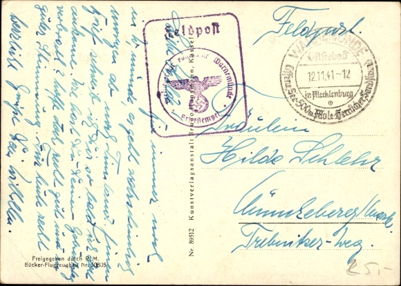 Postcard German Air Force, aerobatic team on a Bücker Jungmeister Bü 133