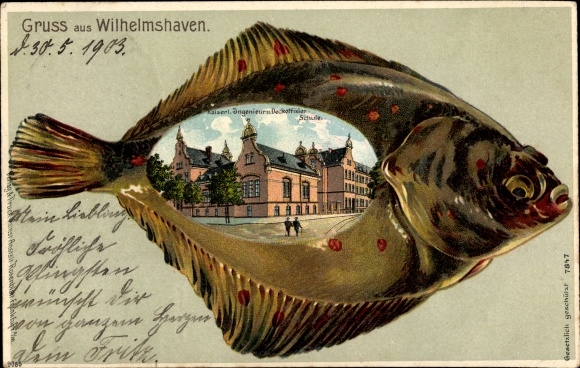 Embossed Chromo-Litho Wilhelmshaven, Imperial Engineering and Deck Officer School