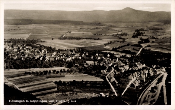 Postcard Heiningen in the Swabian Alb, aerial photograph