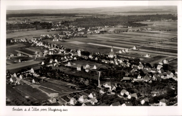 Postcard Senden in Schwaben, aerial photograph