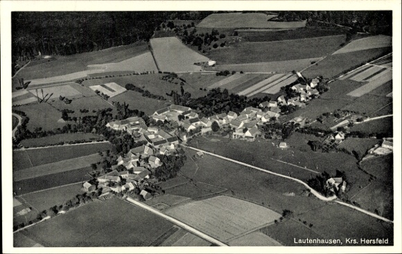 Postcard Lautenhausen Friedewald in Hesse, aerial photograph