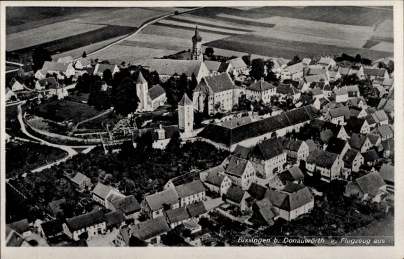 Postcard Bissingen in Swabia Bavaria, aerial photograph