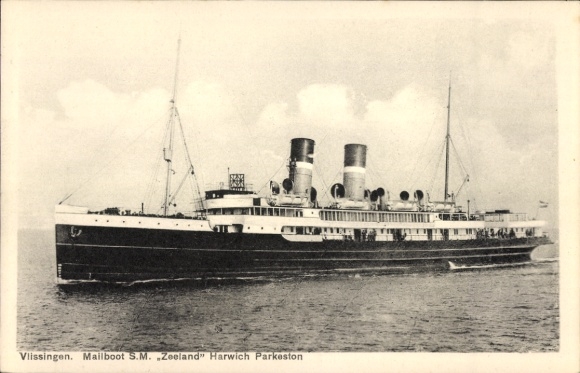 Postcard Vlissingen, mail ship MS Zeeland, ferry