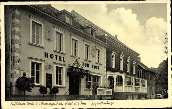 Postcard Wiehl in the Oberberg district, Hotel zur Post and youth hostel