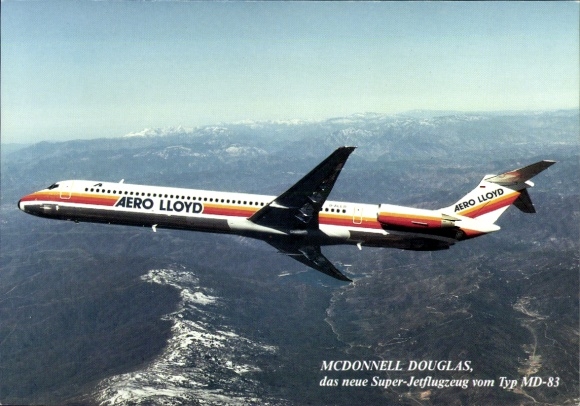 Postcard McDonnell Douglas MD-83, Aero Lloyd, passenger aircraft