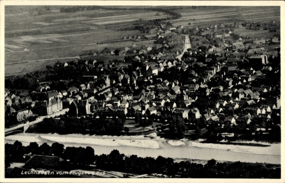 Postcard Lechhausen Augsburg in Swabia, view of the town, aerial photograph
