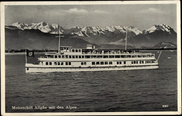 Ak Bodensee Motorschiff Allgäu, Alpen