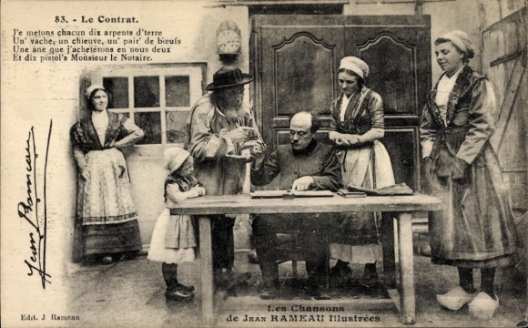 Song Postcard Les Chansons de Jean Rameau, Le Contrat