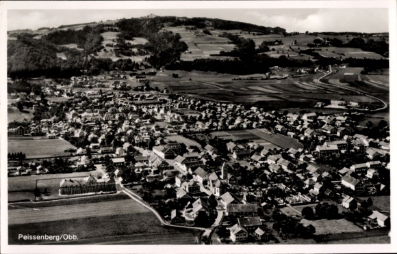 Postcard Peissenberg Peißenberg in Upper Bavaria, aerial photograph