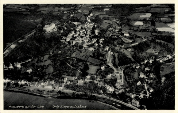 Postcard Freusburg Kirchen an der Sieg, aerial photograph