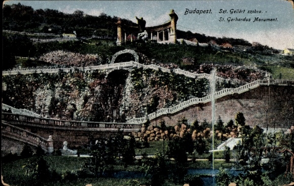 KP Budapest Węgry, Pomnik Św. Gerharda, Wzgórze Gellerta, ogród, pomnik