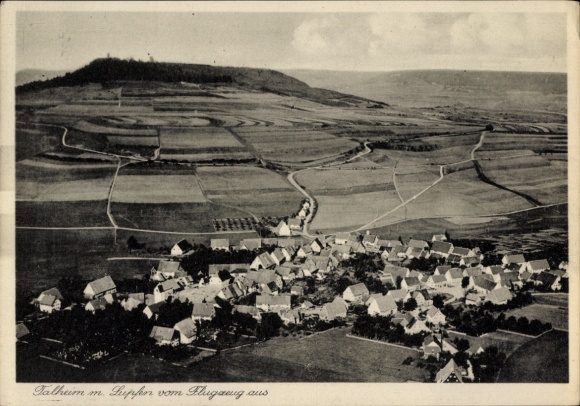 Postcard Talheim Kreis Tuttlingen, aerial photography, Lupfen