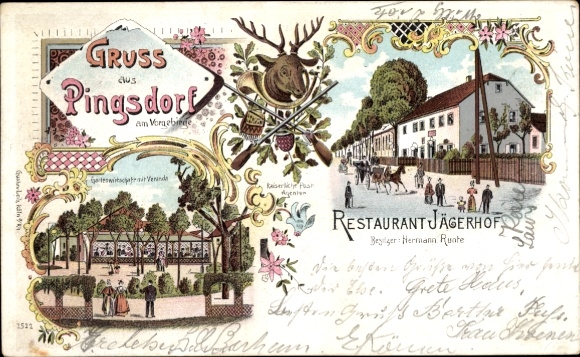 Chromo-Litho Pingsdorf Brühl in the Rhein Erft district, Restaurant Jägerhof