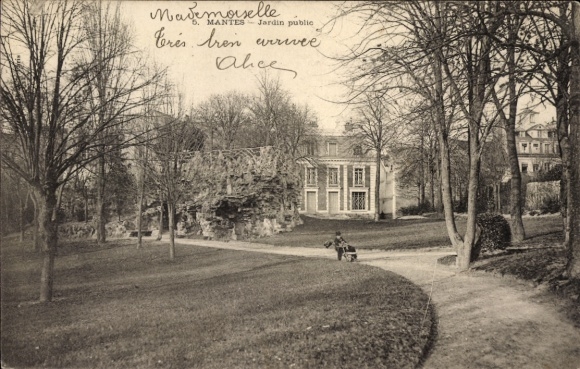 Postcard Mantes la Jolie Yvelines, Jardin public