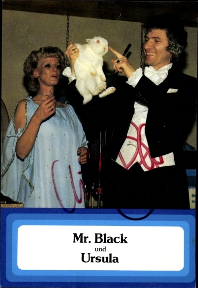 Photo magician Mr. Black and Ursula, portrait, autograph