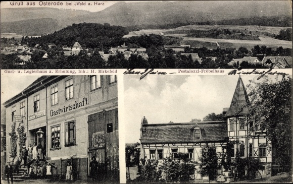 Postcard Osterode Harztor Thuringia, inn for relaxation, Pestalozzi-Fröbel House