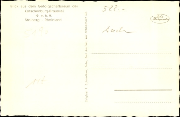 PC Stolberg in the Rhineland, Ketschenburg Brewery G. mb H., view from the follower&#39;s room