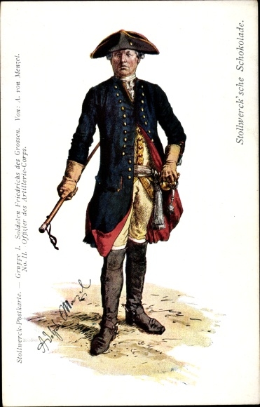 Artist PC Menzel, Adolph, Stollwerck Schokolade, Officer of the Artillery Corps