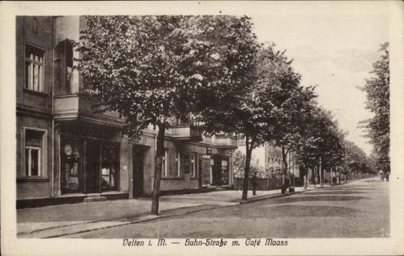 Ak Velten im Kreis Oberhavel, Bahnstraße mit Café Maass
