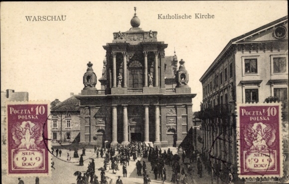 Postcard Warszawa Warsaw Poland, Catholic Church