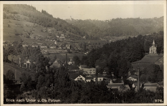 Postcard Dolni Polubný Unter Polaun Reichenberg region, general view