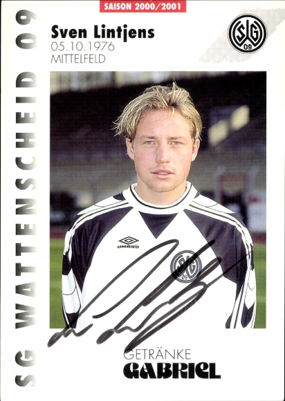 Autograph card footballer Sven Lintjens, SG Wattenscheid 09, autograph