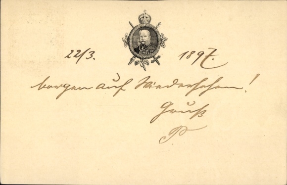 Postwaardestuk gelithografeerd Kaiser Wilhelm I, portret, PP 9 C 21